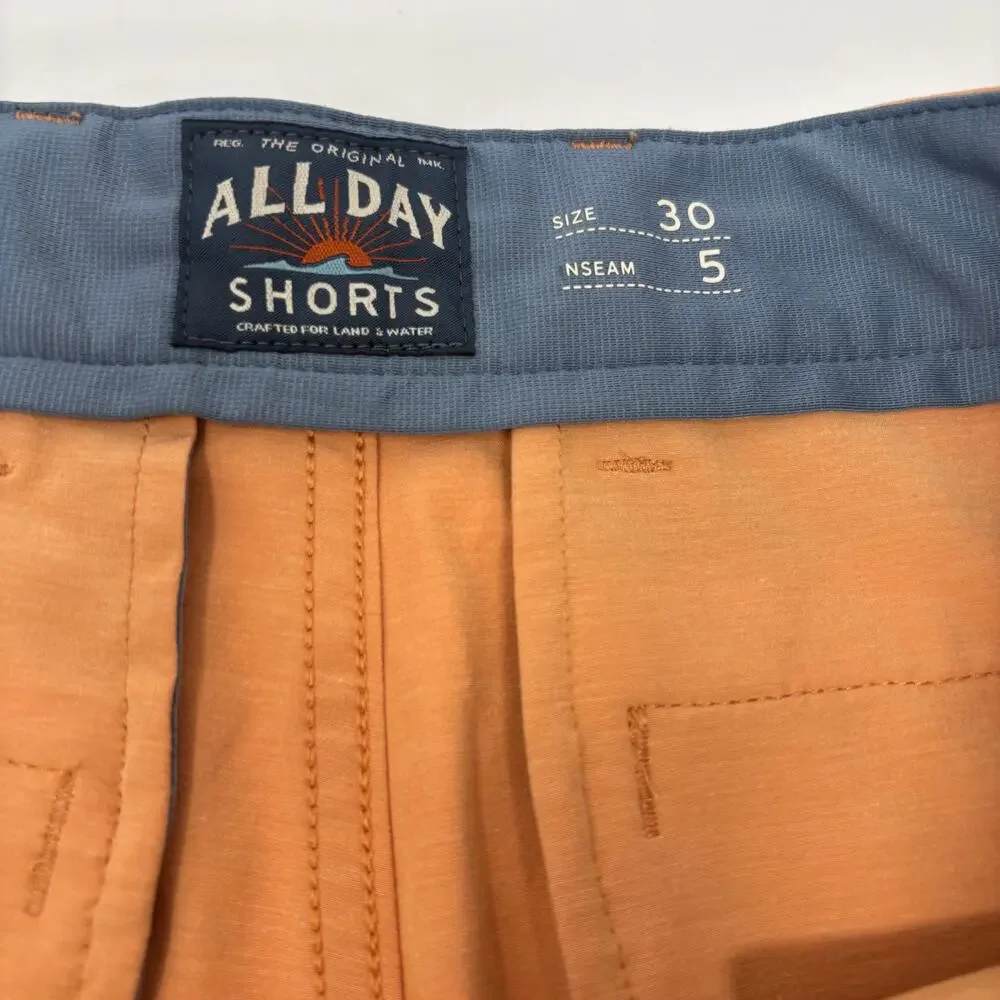 Faherty Mens Sz30 Orange Drawstrings All Day Shorts